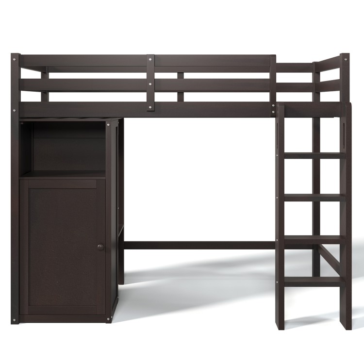 win Loft Bed with Wardrobe, Storage Shelves and Ladder