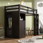 win Loft Bed with Wardrobe, Storage Shelves and Ladder