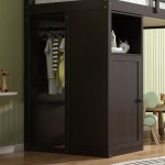 win Loft Bed with Wardrobe, Storage Shelves and Ladder