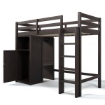 win Loft Bed with Wardrobe, Storage Shelves and Ladder