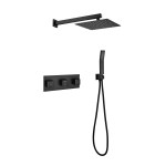 Brass Matte Black Shower Faucet Set Shower System 10 Inch Rainfall Shower Head with Handheld Sprayer Bathroom Luxury Rain Mixer Combo Set