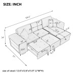 104" Modern L-Shape 3 Seat Reversible Sectional Couch, Pull Out Sleeper Sofa with Storage Chaise and 2 Stools for Living Room Furniture Set