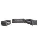 Modern 3-Piece Sofa Sets with Sturdy Metal Legs, Velvet Upholstered Couches Sets Including Three Seat Sofa, Loveseat and Single Chair for Living Room Furniture Set