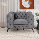 Modern 3-Piece Sofa Sets with Sturdy Metal Legs, Velvet Upholstered Couches Sets Including Three Seat Sofa, Loveseat and Single Chair for Living Room Furniture Set