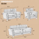 Modern Living Room Sofa Set Linen Upholstered Couch Furniture for Home or Office