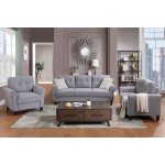 Modern Living Room Sofa Set Linen Upholstered Couch Furniture for Home or Office