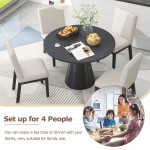 5-piece Dining Set Retro Round Table with 4 Upholstered Chairs for Living Room, Dining Room