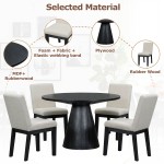 5-piece Dining Set Retro Round Table with 4 Upholstered Chairs for Living Room, Dining Room