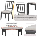 5-Piece Dining Table Set, 44" Round Dining Table with Curved Bench & Side Chairs for 4-5 People for Dining Room and Kitchen