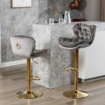 Swivel Bar Stools Set of 2, Velvet Counter Height Adjustable Barstools, Dining Bar Chairs Upholstered Modern Bar Stool for Kitchen Island, Cafe, Bar Counter, Dining Room