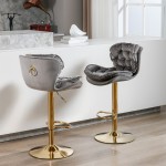 Swivel Bar Stools Set of 2, Velvet Counter Height Adjustable Barstools, Dining Bar Chairs Upholstered Modern Bar Stool for Kitchen Island, Cafe, Bar Counter, Dining Room