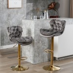 Swivel Bar Stools Set of 2, Velvet Counter Height Adjustable Barstools, Dining Bar Chairs Upholstered Modern Bar Stool for Kitchen Island, Cafe, Bar Counter, Dining Room