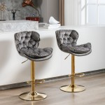 Swivel Bar Stools Set of 2, Velvet Counter Height Adjustable Barstools, Dining Bar Chairs Upholstered Modern Bar Stool for Kitchen Island, Cafe, Bar Counter, Dining Room