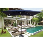 10 x 6.5t Rectangular Patio Solar LED Lighted Outdoor Umbrellas with Crank and Push Button Tilt for Garden Backyard Pool Swimming Pool 