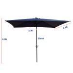 10 x 6.5t Rectangular Patio Solar LED Lighted Outdoor Umbrellas with Crank and Push Button Tilt for Garden Backyard Pool Swimming Pool 