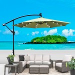 10 ft Outdoor Patio Umbrella Solar Powered LED Lighted Sun Shade Market Waterproof 8 Ribs Umbrella with Crank and Cross Base for Garden Deck Backyard Pool Shade Outside Deck Swimming Pool 