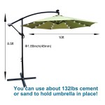 10 ft Outdoor Patio Umbrella Solar Powered LED Lighted Sun Shade Market Waterproof 8 Ribs Umbrella with Crank and Cross Base for Garden Deck Backyard Pool Shade Outside Deck Swimming Pool 