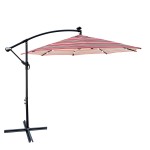 10 ft Outdoor Patio Umbrella Solar Powered LED Lighted Sun Shade Market Waterproof 8 Ribs Umbrella with Crank and Cross Base for Garden Deck Backyard Pool Shade Outside Deck Swimming Pool 