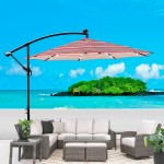 10 ft Outdoor Patio Umbrella Solar Powered LED Lighted Sun Shade Market Waterproof 8 Ribs Umbrella with Crank and Cross Base for Garden Deck Backyard Pool Shade Outside Deck Swimming Pool 