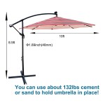 10 ft Outdoor Patio Umbrella Solar Powered LED Lighted Sun Shade Market Waterproof 8 Ribs Umbrella with Crank and Cross Base for Garden Deck Backyard Pool Shade Outside Deck Swimming Pool 