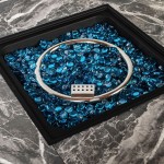 32inch Outdoor Square Propane Fire Pit Table with Blue Glass Beads, Rain Cover and Glass Wind Guard