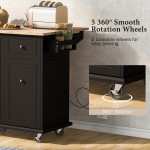 Kitchen Island with Drop Leaf, 53.9" Width Rolling Kitchen Cart on Wheels with Internal Storage Rack and 3 Tier Pull Out Cabinet Organizer, Kitchen Storage Cart with Spice Rack, Towel Rack