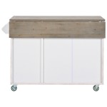 Retro Mountain Wood 47"D Kitchen Island with Drop Leaf, Farmhouse Kitchen Island on Wheels with Internal Storage Rack, Rolling Kitchen Cart with Towel Rack for Living Room, Kitchen, Dining Room