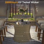 5 Pieces Patio Furniture Chair Sets, Patio Conversation Set With Wicker Cool Bar Table, Ottomans,Outdoor Furniture Bistro Sets for Porch,Backyard,Balcony,Poolside