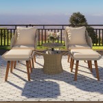 5 Pieces Patio Furniture Chair Sets, Patio Conversation Set With Wicker Cool Bar Table, Ottomans,Outdoor Furniture Bistro Sets for Porch,Backyard,Balcony,Poolside