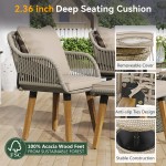 5 Pieces Patio Furniture Chair Sets, Patio Conversation Set With Wicker Cool Bar Table, Ottomans,Outdoor Furniture Bistro Sets for Porch,Backyard,Balcony,Poolside