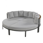 Patio Furniture Set, 4 Piece Round Outdoor Conversation Set All Weather Metal Sectional Sofa with Cushions 