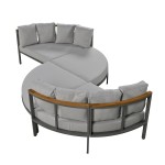 Patio Furniture Set, 4 Piece Round Outdoor Conversation Set All Weather Metal Sectional Sofa with Cushions 